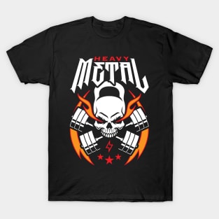 Heavy Metal (Kettlebell Skull Cross Barbell) Red Blaze T-Shirt